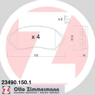 ZIMMERMANN 234901501 Комплект гальмівних колодок, дискове гальмо