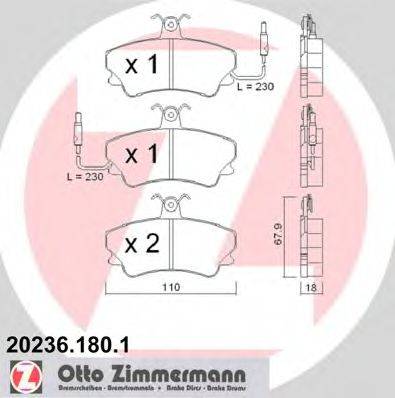 ZIMMERMANN 202361801 Комплект гальмівних колодок, дискове гальмо