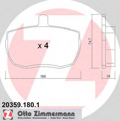 ZIMMERMANN 203591801 Комплект гальмівних колодок, дискове гальмо
