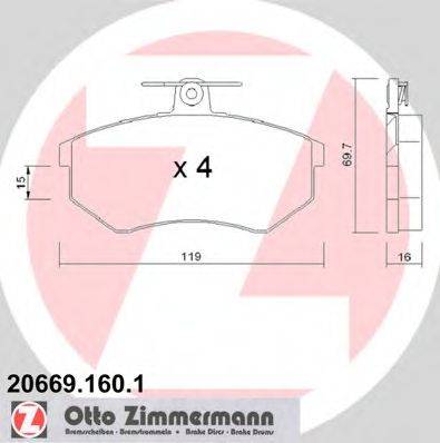 ZIMMERMANN 206691601 Комплект гальмівних колодок, дискове гальмо