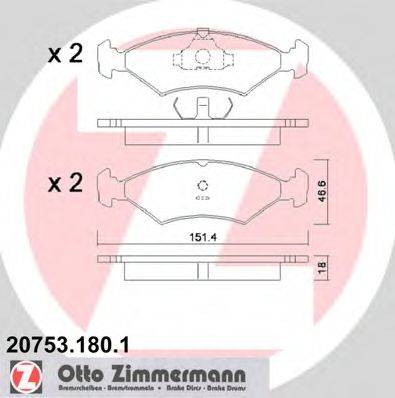 ZIMMERMANN 207531801 Комплект гальмівних колодок, дискове гальмо