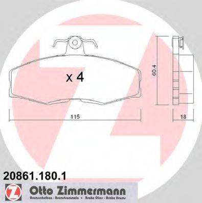 ZIMMERMANN 208611801 Комплект гальмівних колодок, дискове гальмо