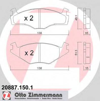 ZIMMERMANN 20888 Комплект гальмівних колодок, дискове гальмо