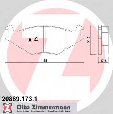 ZIMMERMANN 20889 Комплект гальмівних колодок, дискове гальмо