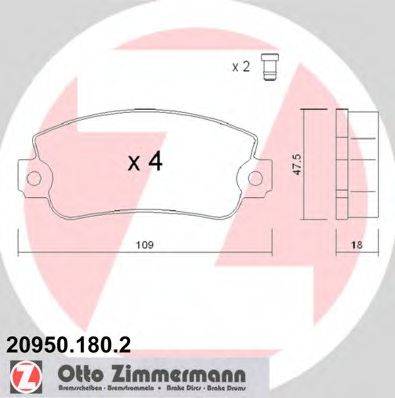 ZIMMERMANN 209501802 Комплект гальмівних колодок, дискове гальмо