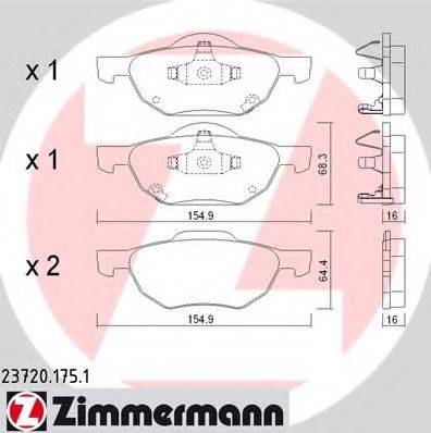ZIMMERMANN 237201751 Комплект гальмівних колодок, дискове гальмо