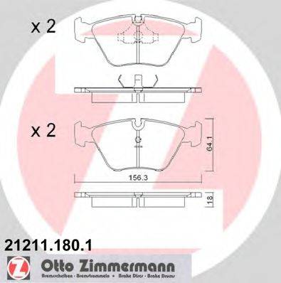 ZIMMERMANN 212111801 Комплект гальмівних колодок, дискове гальмо