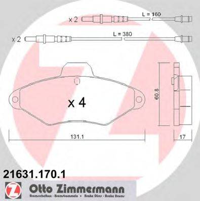 ZIMMERMANN 216311701 Комплект гальмівних колодок, дискове гальмо