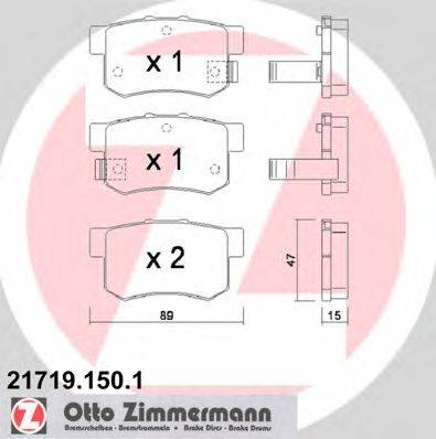 ZIMMERMANN 217191501 Комплект гальмівних колодок, дискове гальмо
