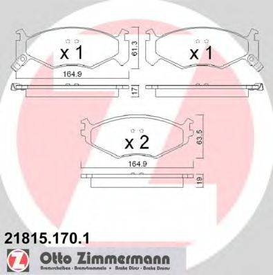 ZIMMERMANN 218151701 Комплект гальмівних колодок, дискове гальмо
