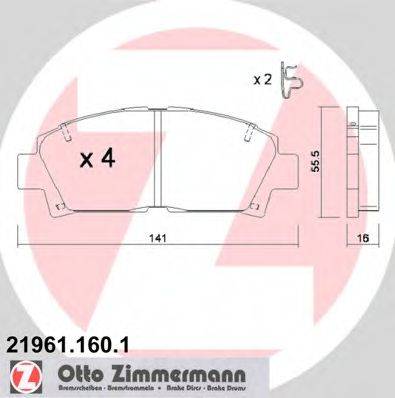ZIMMERMANN 219611601 Комплект гальмівних колодок, дискове гальмо