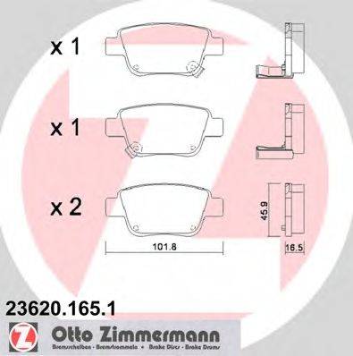 ZIMMERMANN 236201651 Комплект гальмівних колодок, дискове гальмо