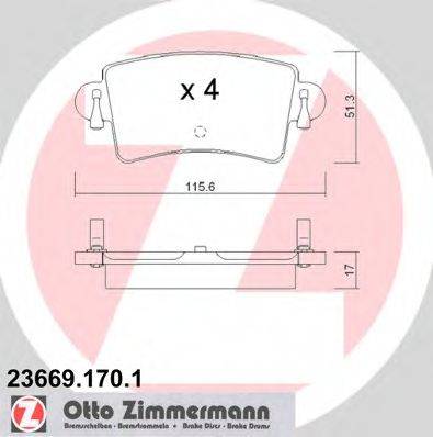 ZIMMERMANN 23669 Комплект гальмівних колодок, дискове гальмо