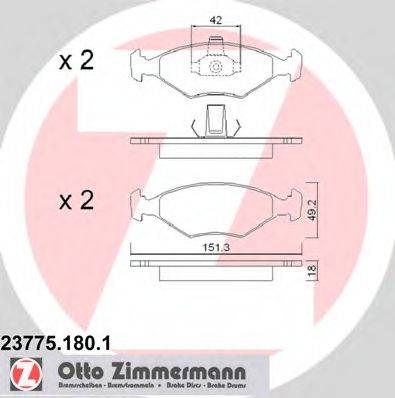 ZIMMERMANN 237751801 Комплект гальмівних колодок, дискове гальмо
