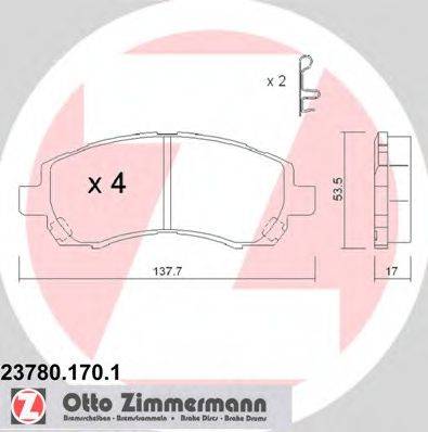 ZIMMERMANN 23780 Комплект гальмівних колодок, дискове гальмо