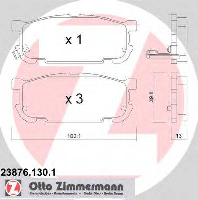 ZIMMERMANN 238761301 Комплект гальмівних колодок, дискове гальмо