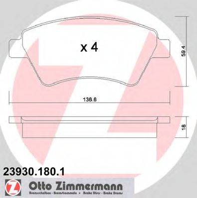 ZIMMERMANN 23930 Комплект гальмівних колодок, дискове гальмо