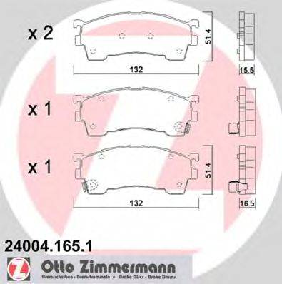 ZIMMERMANN 240041651 Комплект гальмівних колодок, дискове гальмо