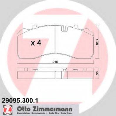 ZIMMERMANN 290953001 Комплект гальмівних колодок, дискове гальмо
