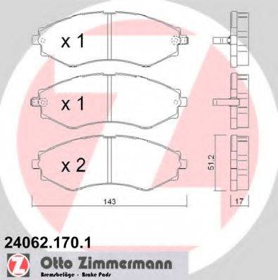 ZIMMERMANN 240621701 Комплект гальмівних колодок, дискове гальмо