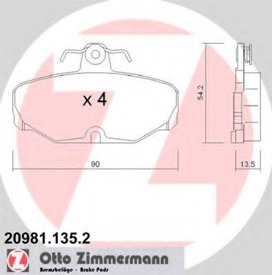 ZIMMERMANN 20981 Комплект гальмівних колодок, дискове гальмо