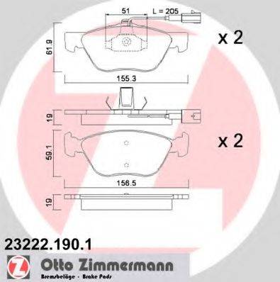 ZIMMERMANN 232221901 Комплект гальмівних колодок, дискове гальмо