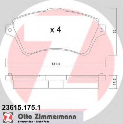 ZIMMERMANN 236151751 Комплект гальмівних колодок, дискове гальмо