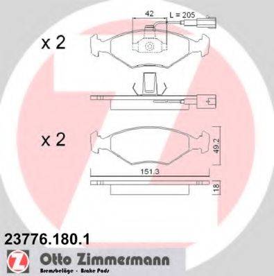 ZIMMERMANN 237761801 Комплект гальмівних колодок, дискове гальмо