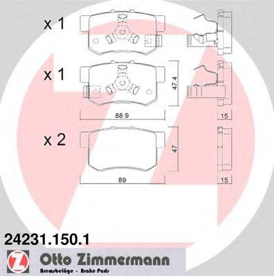 ZIMMERMANN 242311501 Комплект гальмівних колодок, дискове гальмо