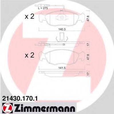ZIMMERMANN 21430 Комплект гальмівних колодок, дискове гальмо