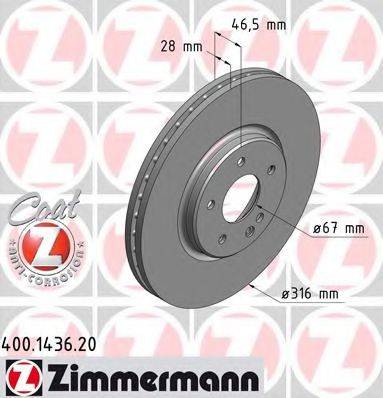 ZIMMERMANN 400143620 гальмівний диск