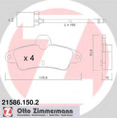 ZIMMERMANN 215861502 Комплект гальмівних колодок, дискове гальмо