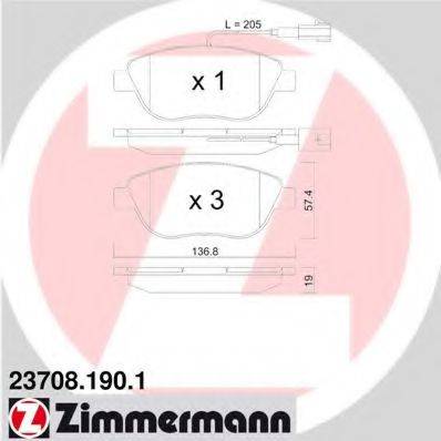 ZIMMERMANN 23709 Комплект гальмівних колодок, дискове гальмо