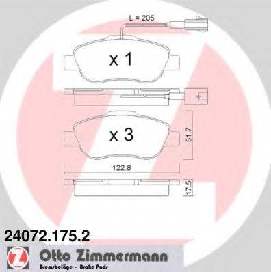 ZIMMERMANN 240721752 Комплект гальмівних колодок, дискове гальмо