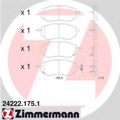ZIMMERMANN 24225 Комплект гальмівних колодок, дискове гальмо