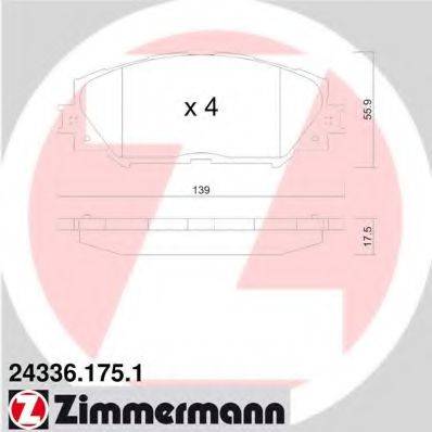 ZIMMERMANN 243361751 Комплект гальмівних колодок, дискове гальмо