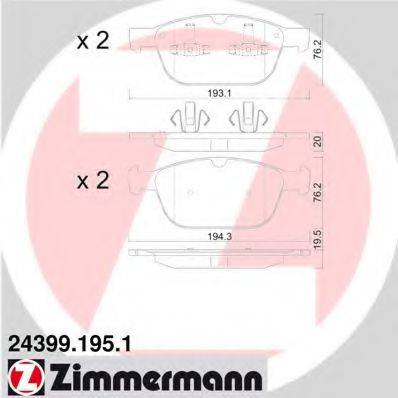 ZIMMERMANN 243991951 Комплект гальмівних колодок, дискове гальмо