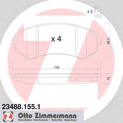 ZIMMERMANN 234881551 Комплект гальмівних колодок, дискове гальмо