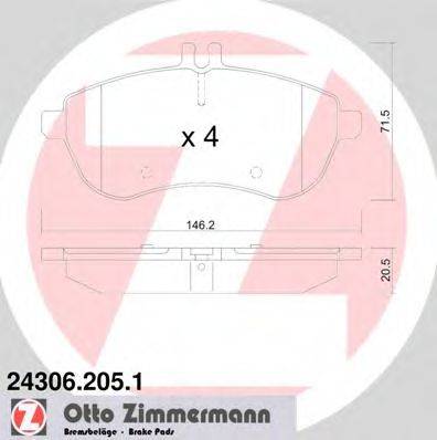 ZIMMERMANN 243062051 Комплект гальмівних колодок, дискове гальмо