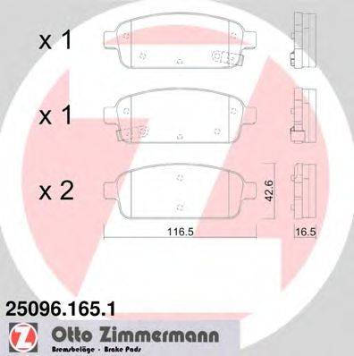 ZIMMERMANN 250961651 Комплект гальмівних колодок, дискове гальмо