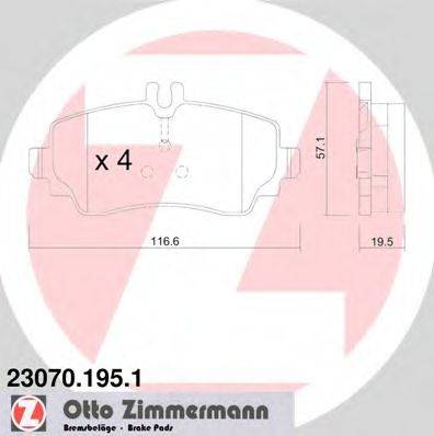 ZIMMERMANN 230701951 Комплект гальмівних колодок, дискове гальмо
