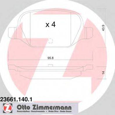ZIMMERMANN 23661 Комплект гальмівних колодок, дискове гальмо