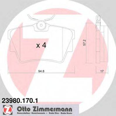 ZIMMERMANN 239801701 Комплект гальмівних колодок, дискове гальмо