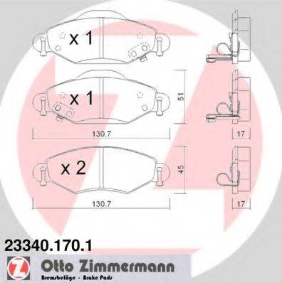 ZIMMERMANN 233401701 Комплект гальмівних колодок, дискове гальмо