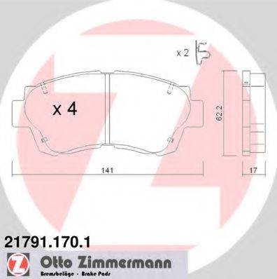 ZIMMERMANN 217911701 Комплект гальмівних колодок, дискове гальмо
