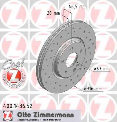 ZIMMERMANN 400143652 гальмівний диск