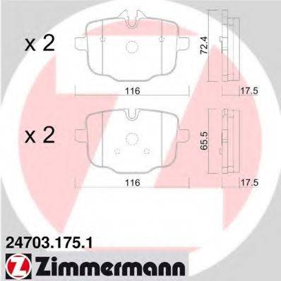 ZIMMERMANN 24703 Комплект гальмівних колодок, дискове гальмо