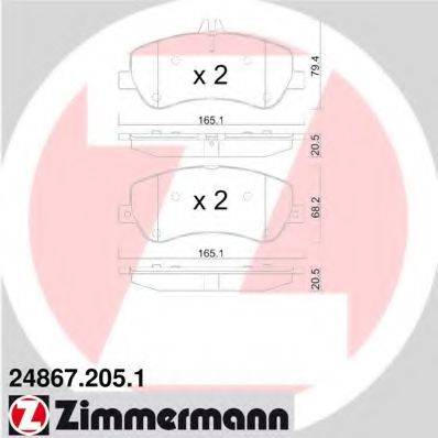 ZIMMERMANN 24867 Комплект гальмівних колодок, дискове гальмо