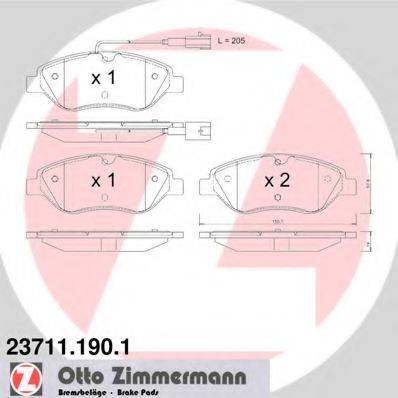 ZIMMERMANN 237111901 Комплект гальмівних колодок, дискове гальмо