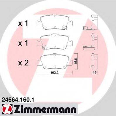 ZIMMERMANN 24664 Комплект гальмівних колодок, дискове гальмо
